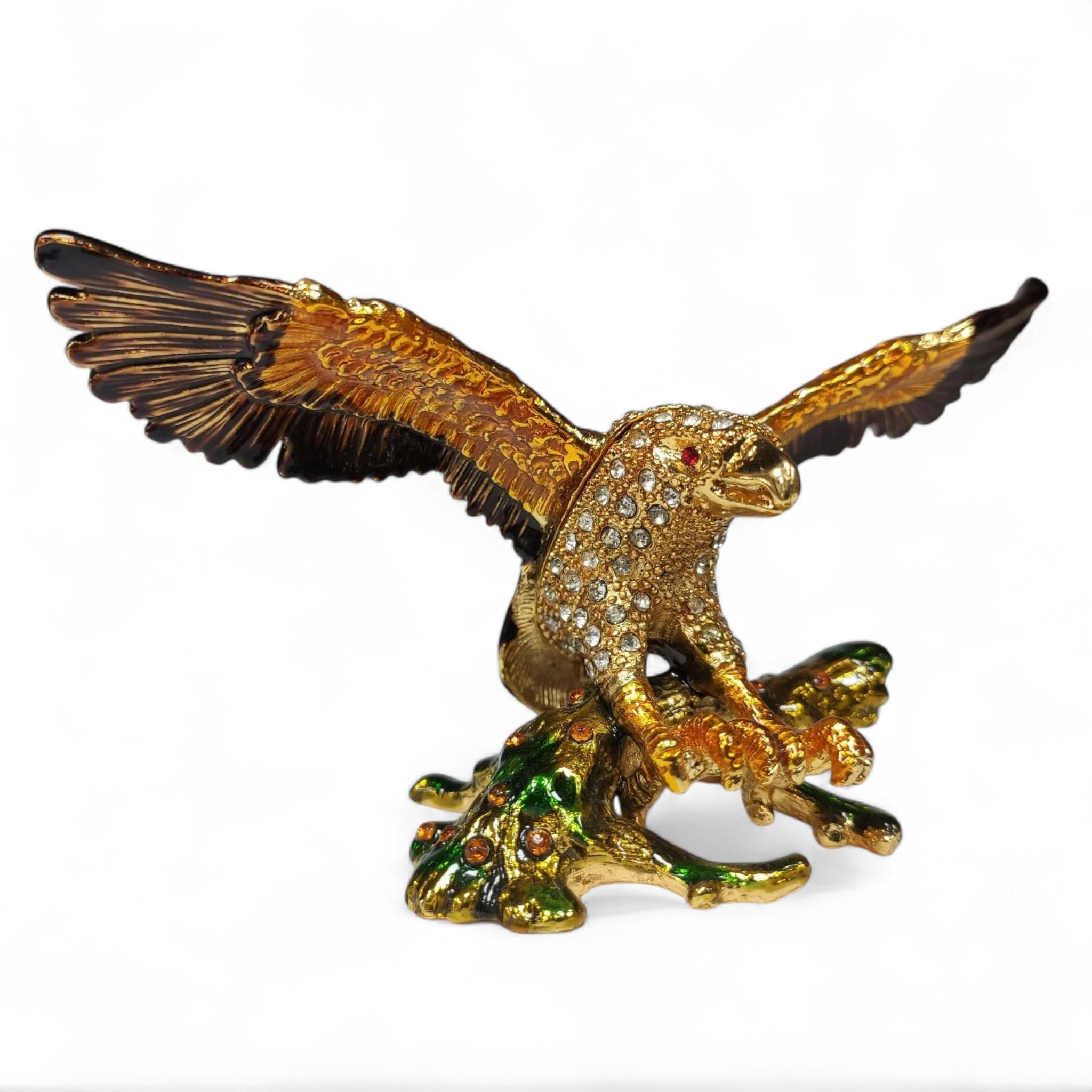 Шкатулка для украшений металлическая Орел с декоративными стразами (B_957)