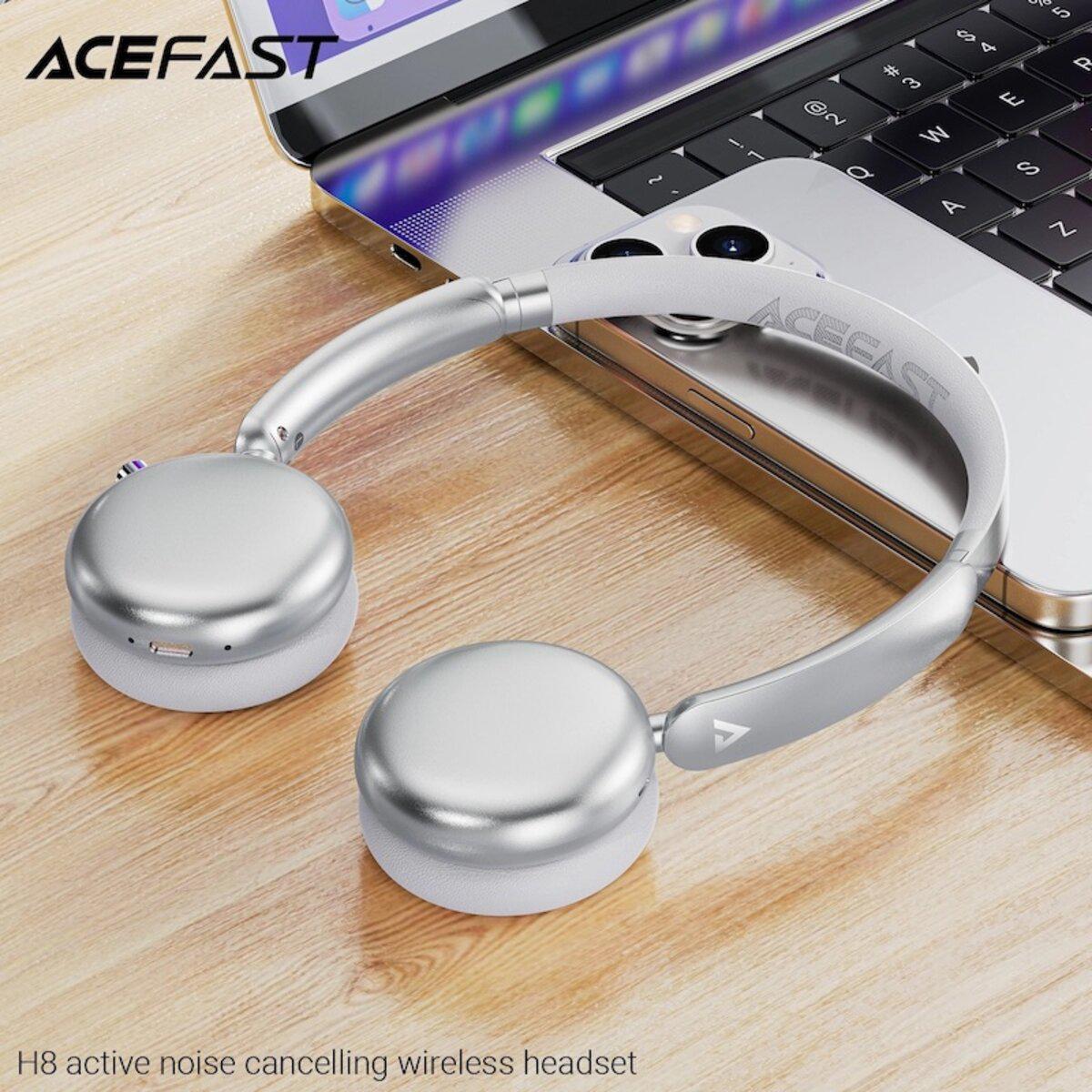 Навушники бездротові ACEFAST H8 Active Noise Cancelling Wireless Headset BT5.4 500 mAh Silver (6974316284291) - фото 6 Навушники бездротові ACEFAST H8 Active Noise Cancelling Wireless Headset BT5.4 500 mAh Silver (6974316284291) - фото 6