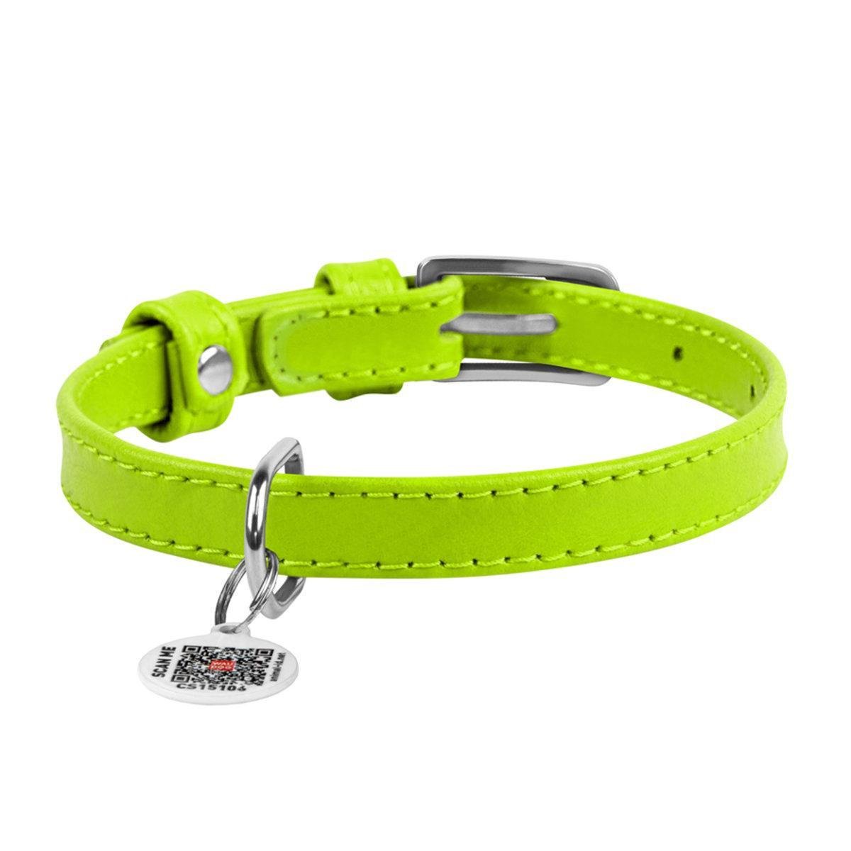 Ошейник для собак кожаный Waudog Glamour с QR паспортом S 15 мм х 27-36 см Салатовый (32705 Col) Ошейник для собак кожаный Waudog Glamour с QR паспортом S 15 мм х 27-36 см Салатовый (32705 Col)