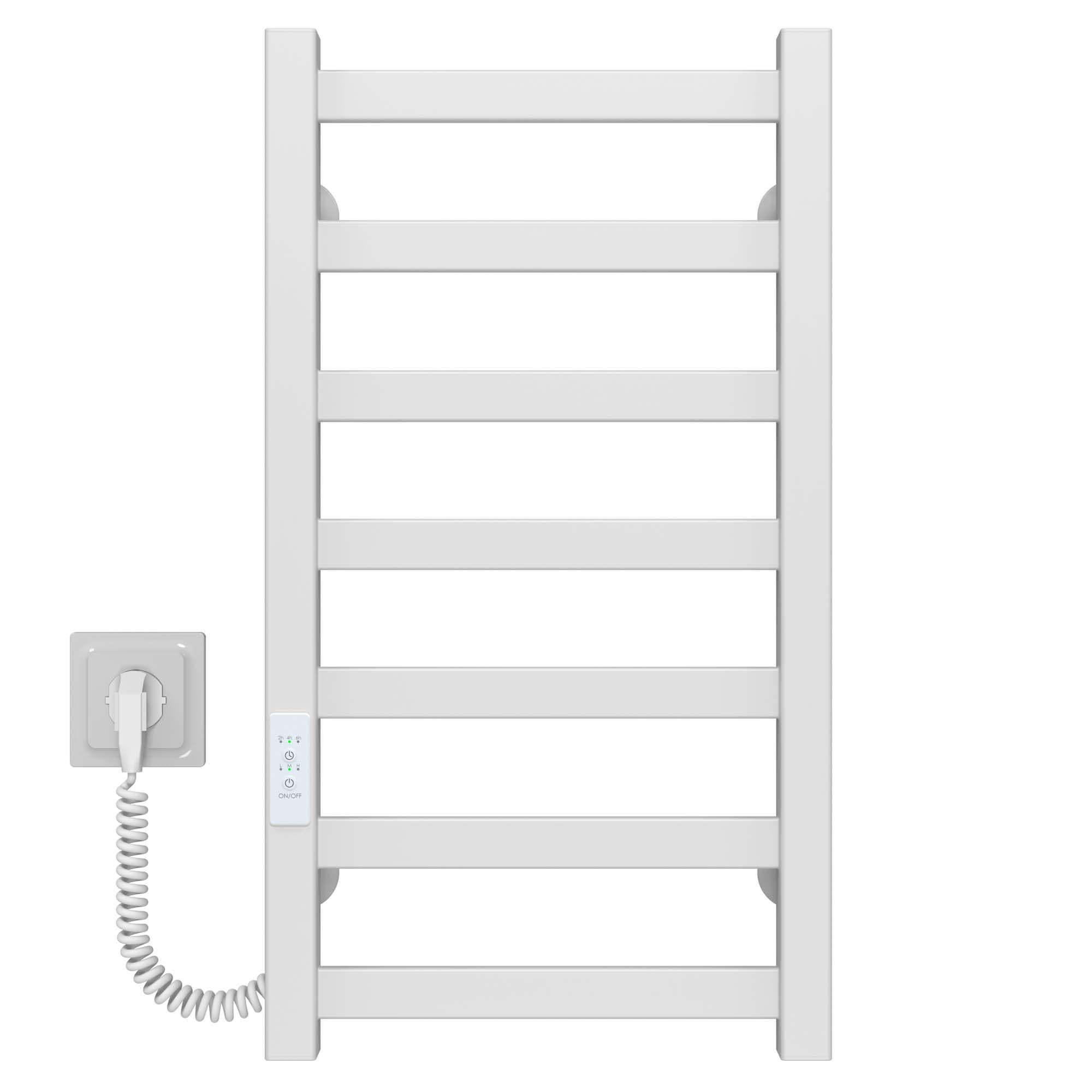 Полотенцесушитель электрический Deffi Avast П7 WD04 левое подключение крашеная сталь 300х600 мм Белый (B.AV.60.30.7.E.W.L.4)