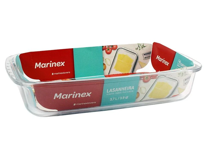 Деко прямокутне Marinex з жароміцного скла з ручками 3,7 л (6537)