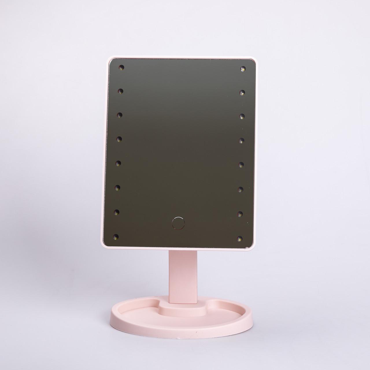 Дзеркало настільне косметичне для макіяжу 16 LED 21х16 см Рожевий (6878) - фото 2 Дзеркало настільне косметичне для макіяжу 16 LED 21х16 см Рожевий (6878) - фото 2