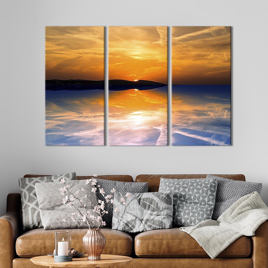 Модульная картина триптих Морской закат в отражении 128x81 см (448-31)