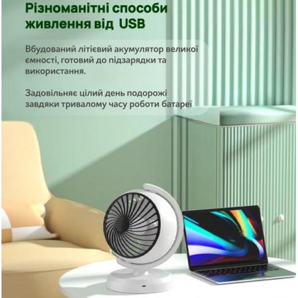 Вентилятор акумуляторний настільний AA-888 з підсвічуванням/3 швидкості 20 см - фото 6