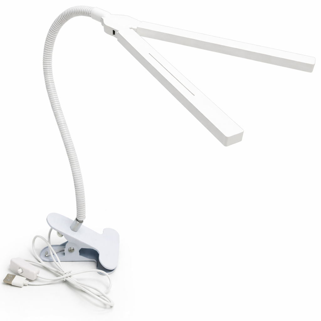 Настольная лампа гибкая на прищепке UKC XSD 919 USB LED 2 плафона Белый Настольная лампа гибкая на прищепке UKC XSD 919 USB LED 2 плафона Белый
