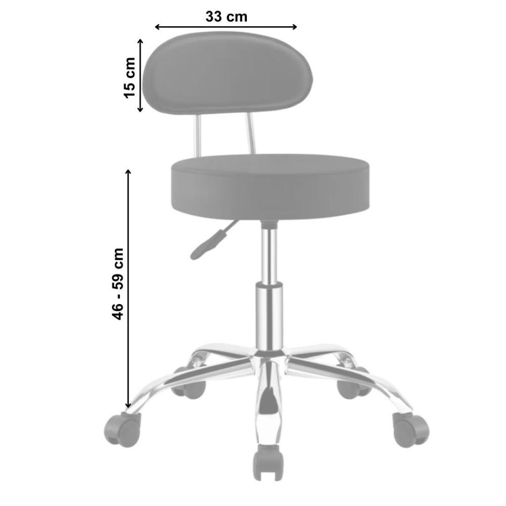 Кресло-табурет Bonro B-491 поворотное со спинкой на колесах Черный (106-76-40300051) - фото 3