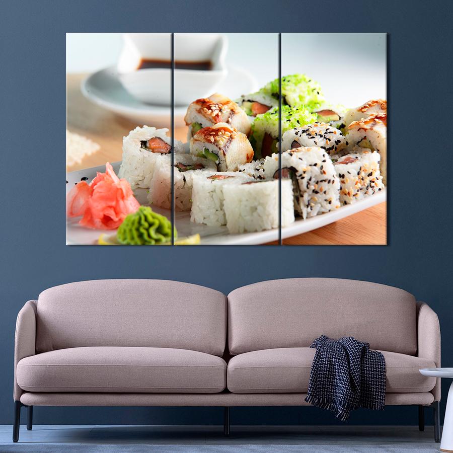 Настенний декор Нежные роллы Калифорния в кунжуте 78x48 см (A528-3)