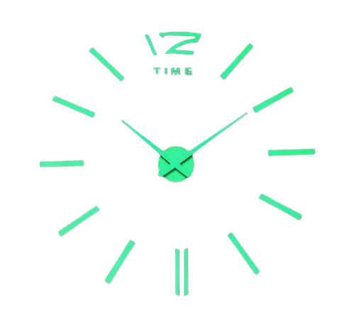 Часы настенные объемные DIY с полосками и цифрой 12 светящиеся люминесцентный до 120 см (1473)