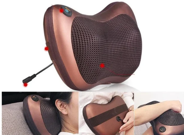 Массажная подушка инфракрасная Massage pillow для шеи и спины Коричневый (-1903764017) - фото 9
