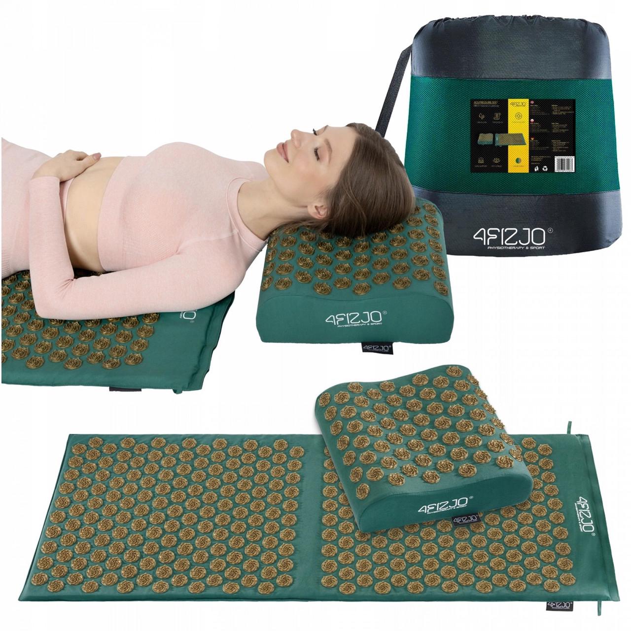 Коврик акупунктурный с подушкой 4fizjo Ergo Mat XL аппликатор Кузнецова Navi Green/Gold (P-5907739315083) - фото 11 Коврик акупунктурный с подушкой 4fizjo Ergo Mat XL аппликатор Кузнецова Navi Green/Gold (P-5907739315083) - фото 11