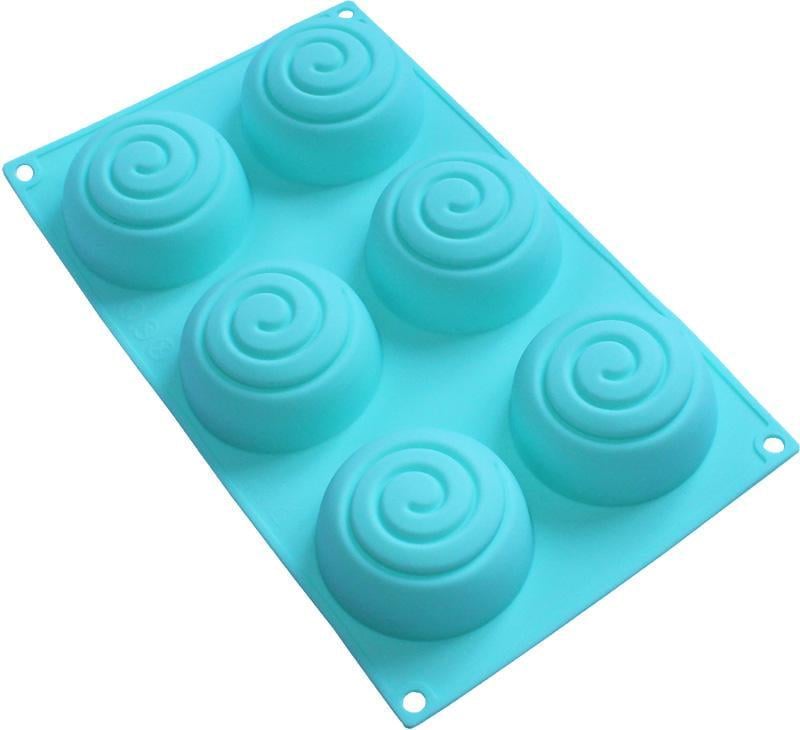 Форма-планшет силіконова Спіраль для евродесертів випічки кексів і мафінів 29,5х17,5 см 6 осередків (HH-976)