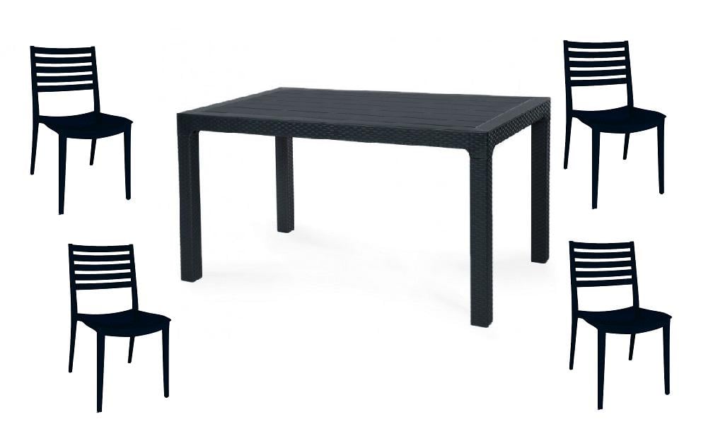 Комплект мебели садовой стул Зара 4 шт. со столом Лори Черный (26248729)