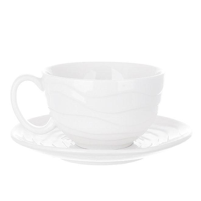 Набор чашек фарфоровых Flora Волна с блюдцами 220 мл 4 шт.(33344) Набор чашек фарфоровых Flora Волна с блюдцами 220 мл 4 шт.(33344)