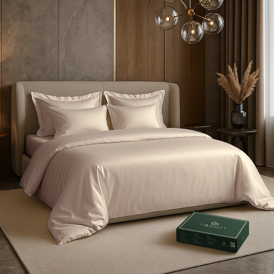 Комплект постільної білизни ліоцелл PAGOTI Aura двоспальний 2х50х70/2х70х70 см Бежевий - фото 1