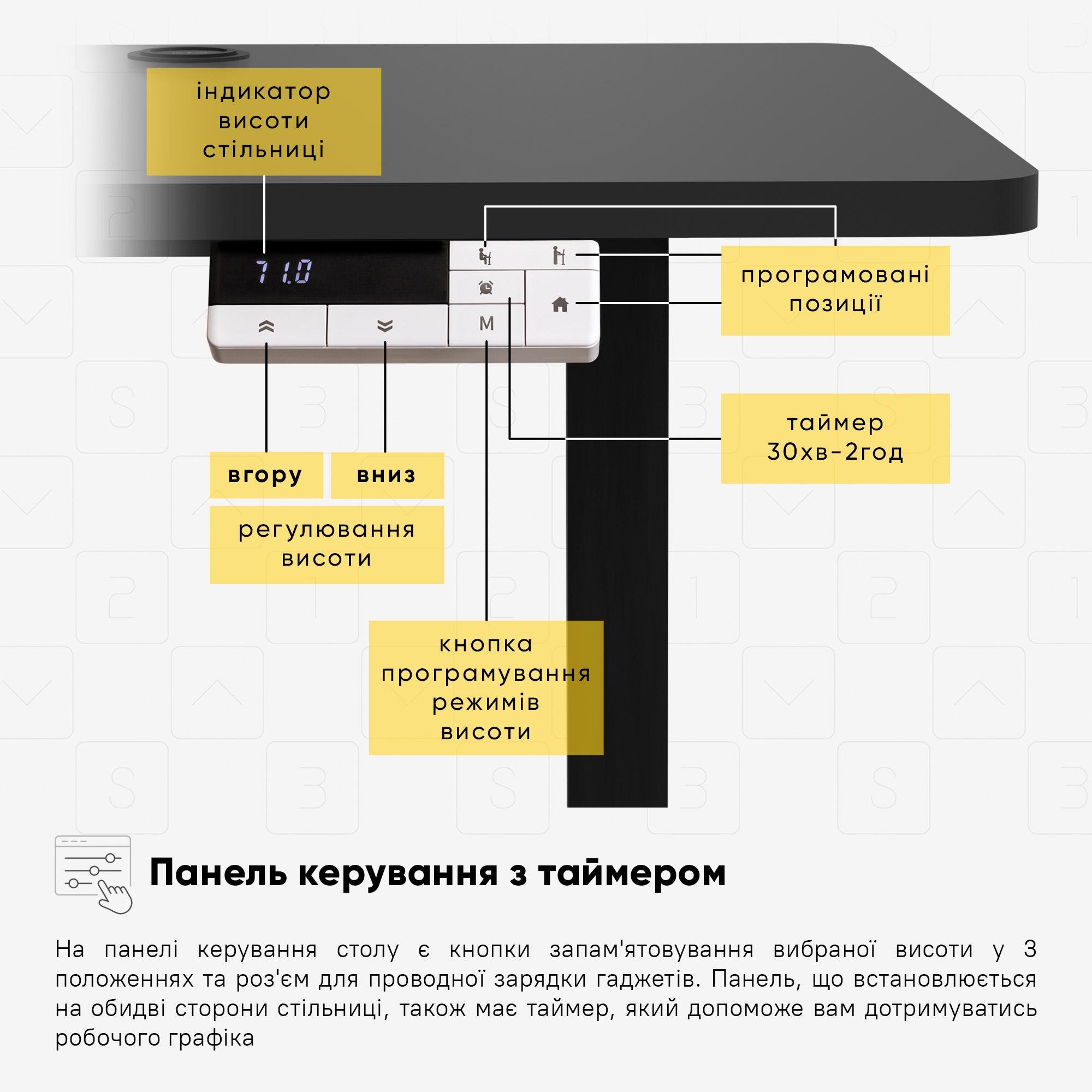 Стіл з електрорегулюванням висоти Mealux PowerDesk Energy Black (EVO-201 Energy B/B) - фото 12 Стіл з електрорегулюванням висоти Mealux PowerDesk Energy Black (EVO-201 Energy B/B) - фото 12