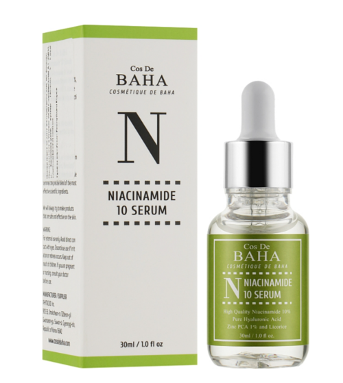 Сироватка з ніацинамідом та цинком для обличчя Cos de Baha 10% Niacinamide Serum with Zinc 1% 30 мл (8809240317853)