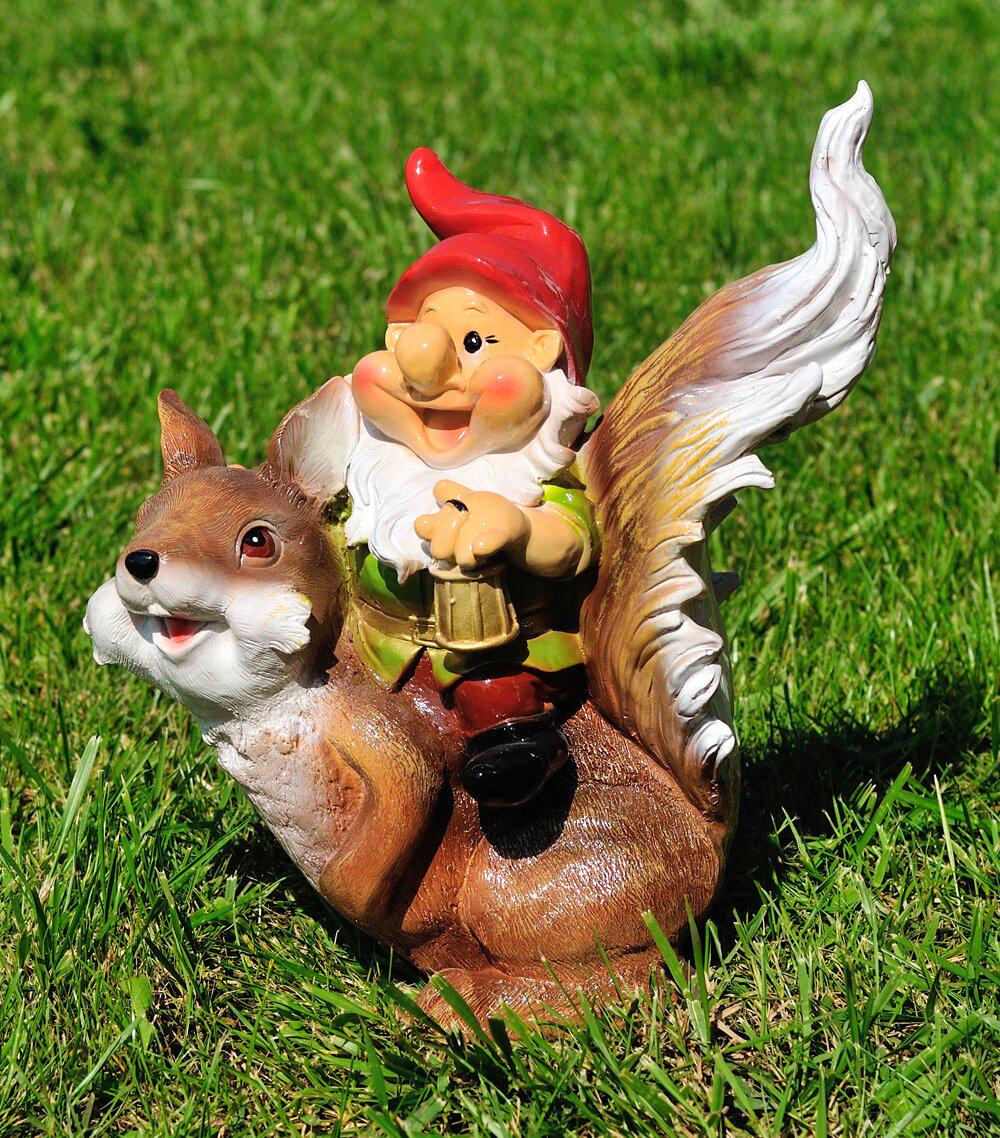 Садова фігура Гном на білці 37 см (829)