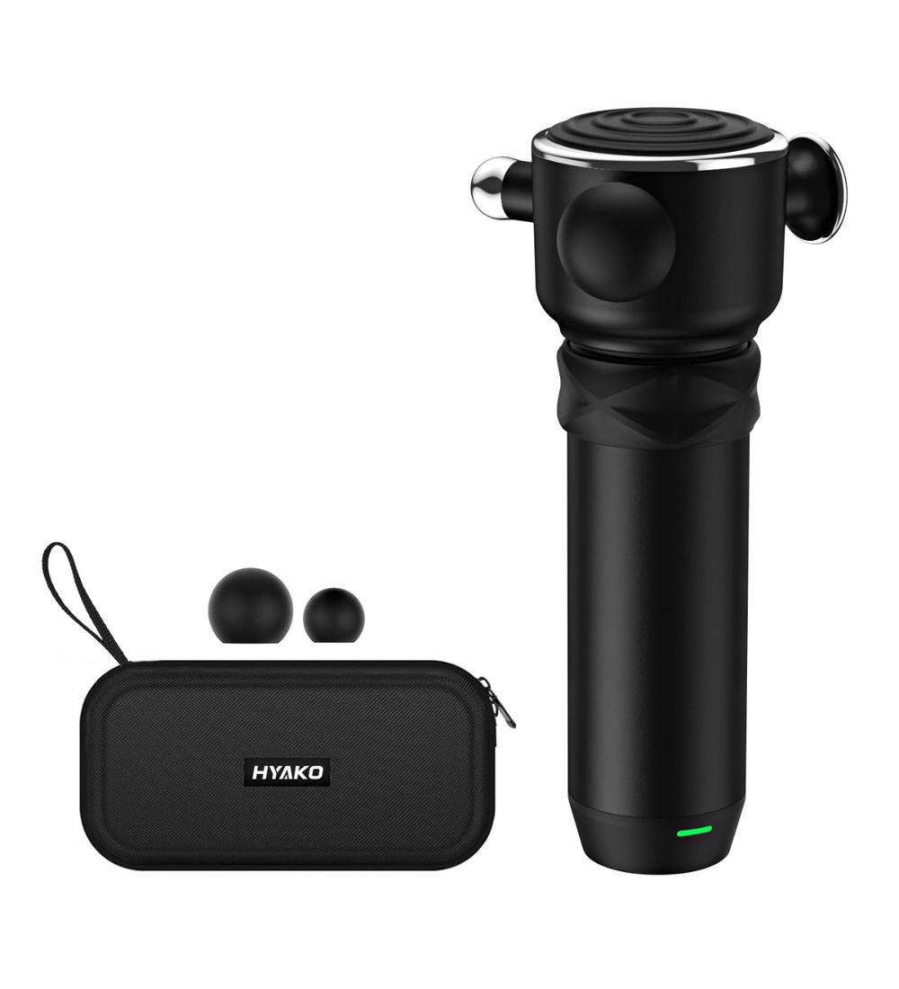 Пистолет массажный HYAKO R1 мощный вибрационный до 7000 об/мин с 4 насадками для мышц