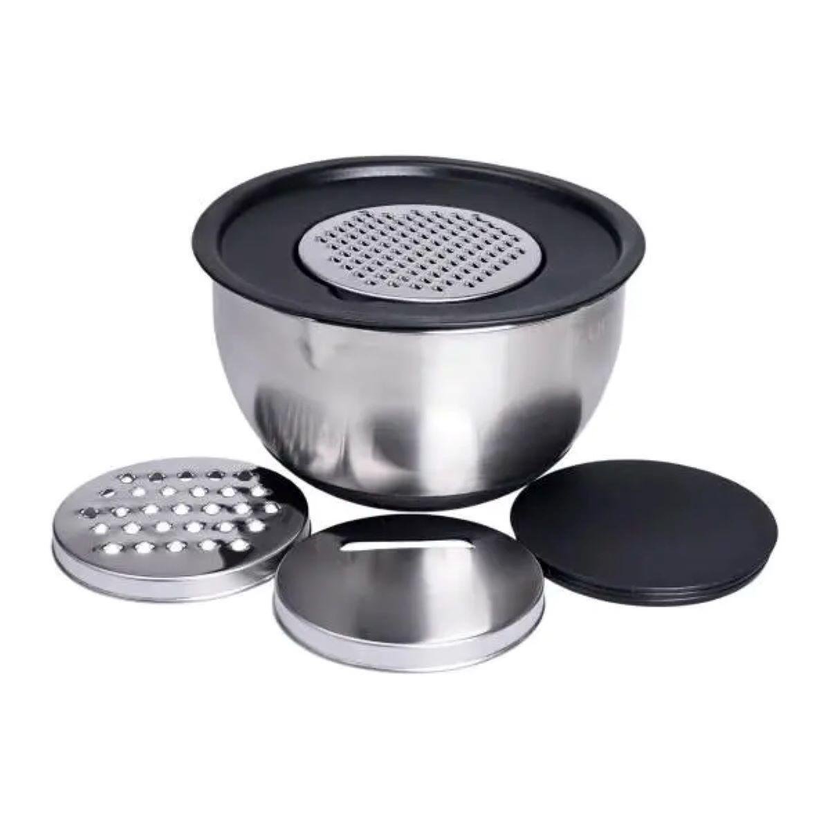 Набор мисок из нержавеющей стали с крышками и терками 3 шт. 2.5 л/2 л/1,5 л (LG-02/3PCS) - фото 2