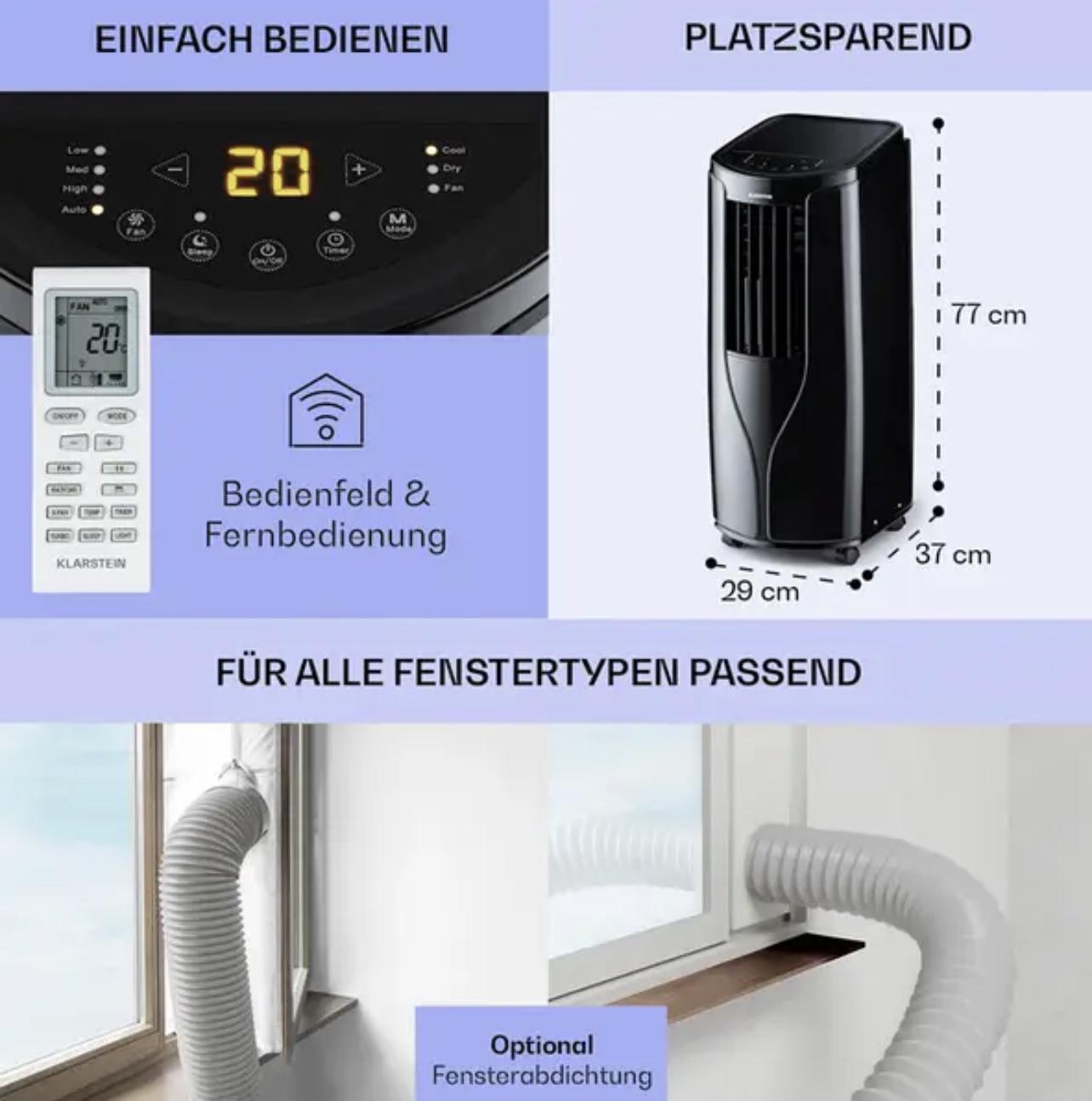 Кондиціонер мобільний KLARSTEIN New Breeze 7 7000 БТЕ 2,1 кВт Чорний (10040152) - фото 6 Кондиціонер мобільний KLARSTEIN New Breeze 7 7000 БТЕ 2,1 кВт Чорний (10040152) - фото 6