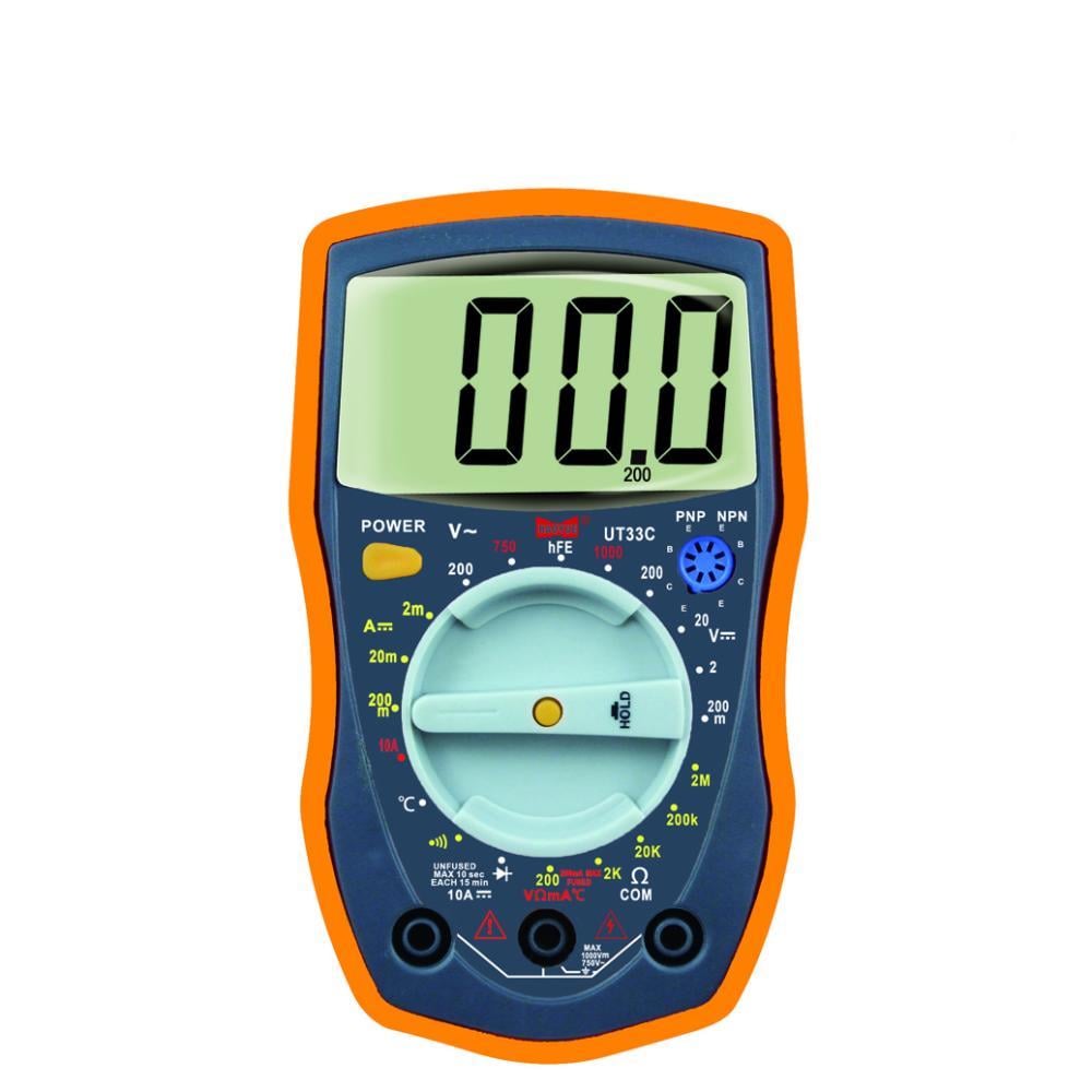 Мультиметр цифровой HAOYUE UT33C 2xААА 9V 2 щупа с термопарой и подсветкой (28100368)