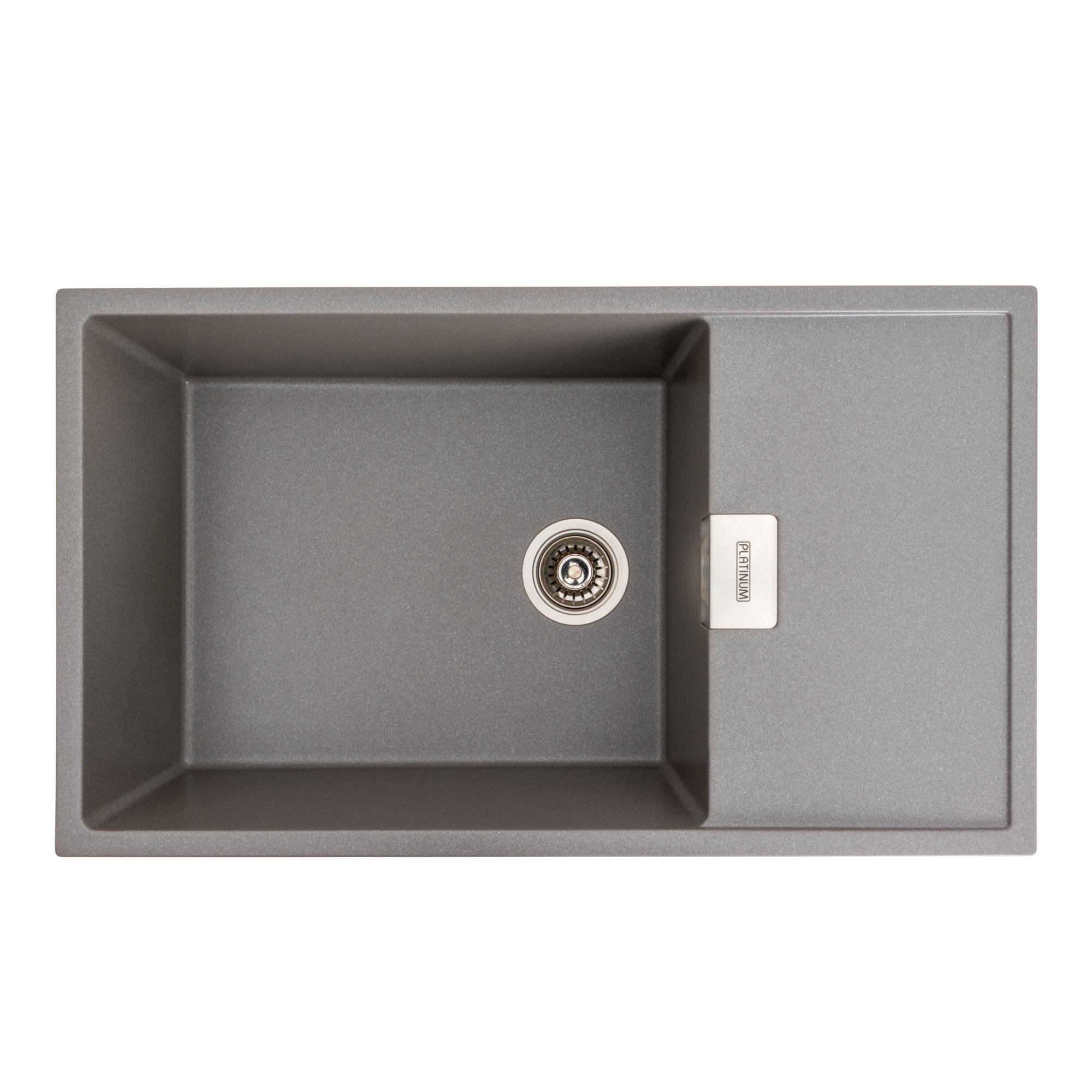 Мийка для кухні гранітна Platinum 8650 DIAMOND матова Сірий мусон