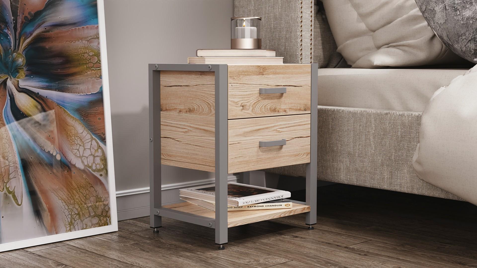 Тумба универсальная Ferrum-decor Вивьен 2/1 ДСП 16 мм 50x41x40 см Серый/Дуб Артизан (FRD-104182)