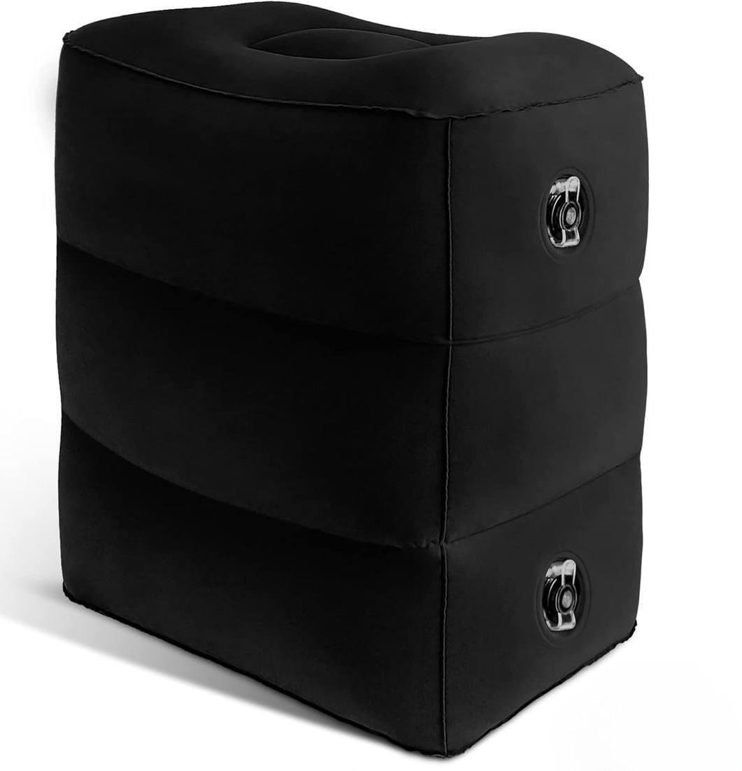 Подушка під ноги надувна для відпочинку та подорожей 3-рівнева Чорний