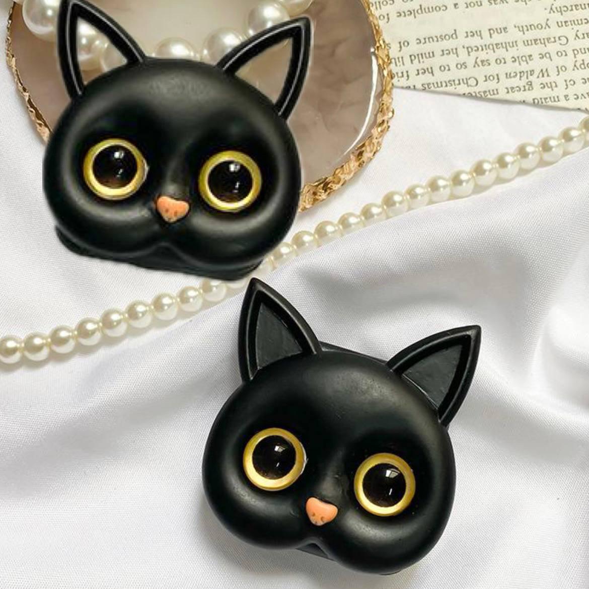 Держатель для телефона Kitten одинаковые глаза 2 шт. Черный (id_1718)
