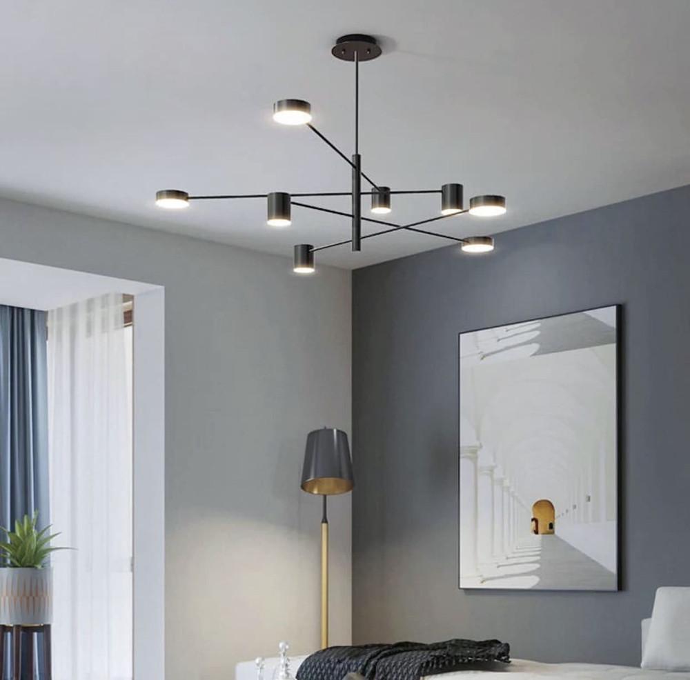 Люстра сучасна LED FLEA з ріжками що регулюються по осі Чорний (DE 31/8 BK)