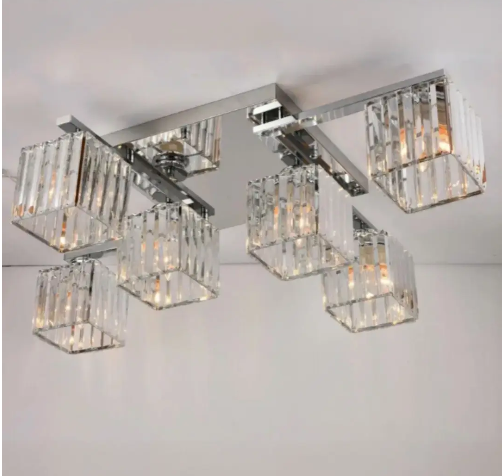 Люстра хрустальная потолочная Sirius на 6 плафонов Е14 Хром (Ш 1318/6 CR)