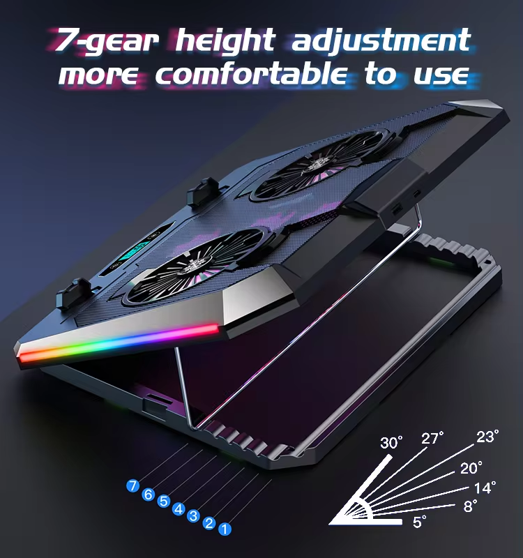 Підставка для ноутбука VHG D10 з охолодженням та RGB-підсвічуванням Black - фото 9