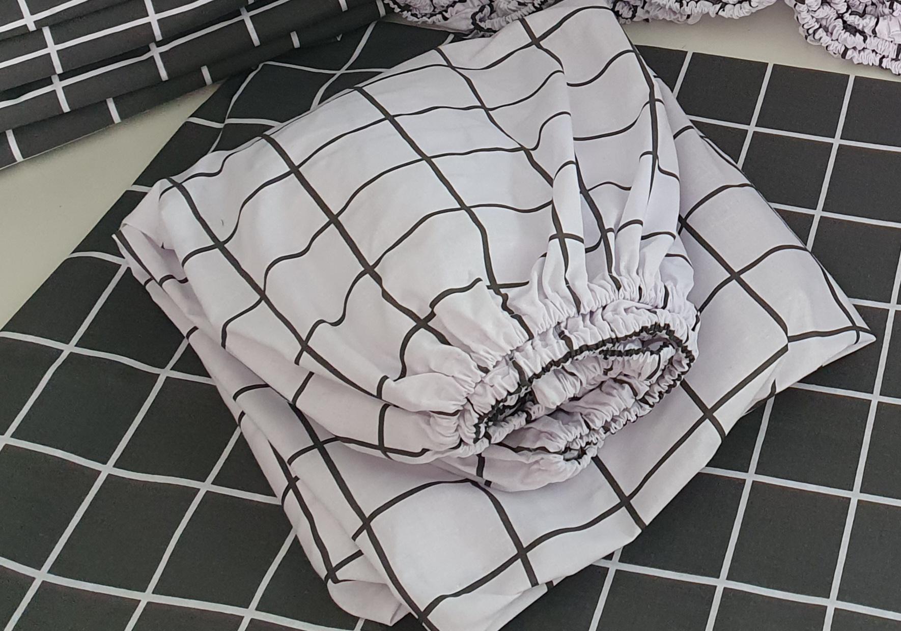 Простирадло на резинці Текстилія бязь 160х200 см Білий в клітинку (01011613) - фото 1 Простирадло на резинці Текстилія бязь 160х200 см Білий в клітинку (01011613) - фото 1