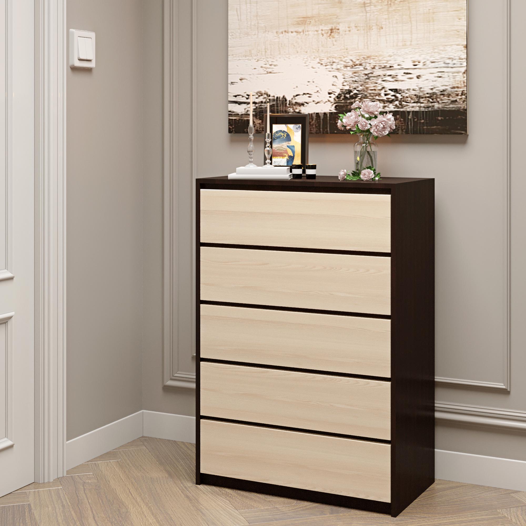 Комод Эверест Микс-1 на 5 ящиков Венге/Дуб молочный (EVR-2054) - фото 2 Комод Эверест Микс-1 на 5 ящиков Венге/Дуб молочный (EVR-2054) - фото 2