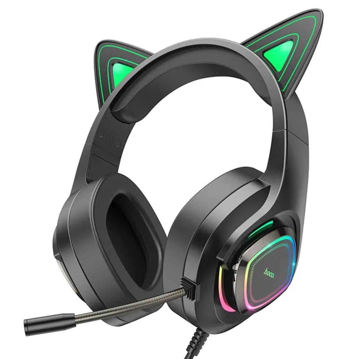 Наушники Hoco Cute Cat Luminous W107 RGB Черный (11314490)