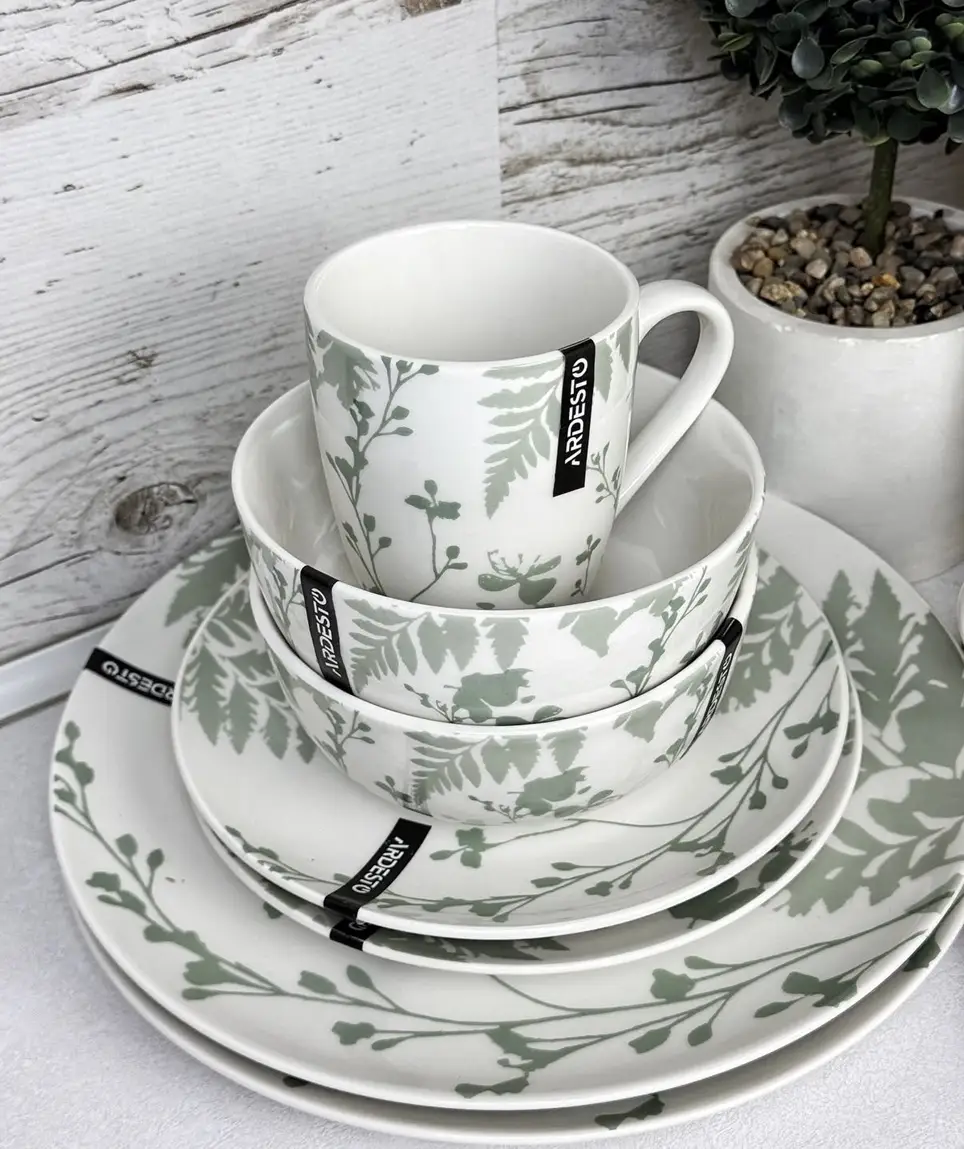 Сервиз столовый Ardesto Capri AR0016CWG 16 пр. Зеленый (8-6-5086656)