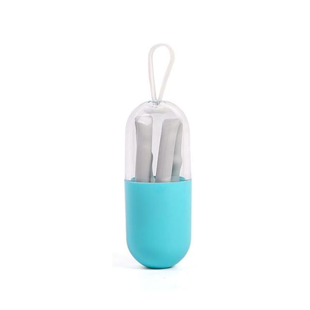 Многоразовая силиконовая трубочка SUNROZ Silicone Straw для напитков в футляре Серый (SUN4449)