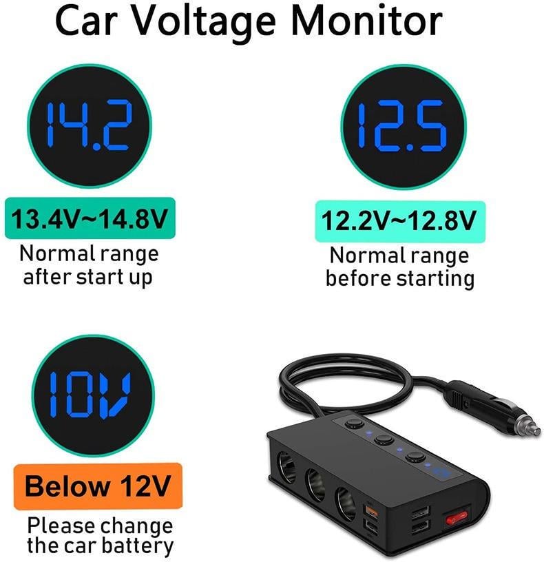 Розгалужувач прикурювача автомобільний 4 USB Quick 3.0 180 W (000680) - фото 4