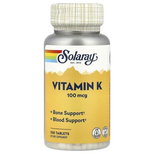 Витамин К Solaray Vitamin K 100 mcg 100 Tablets (SOR-04212)