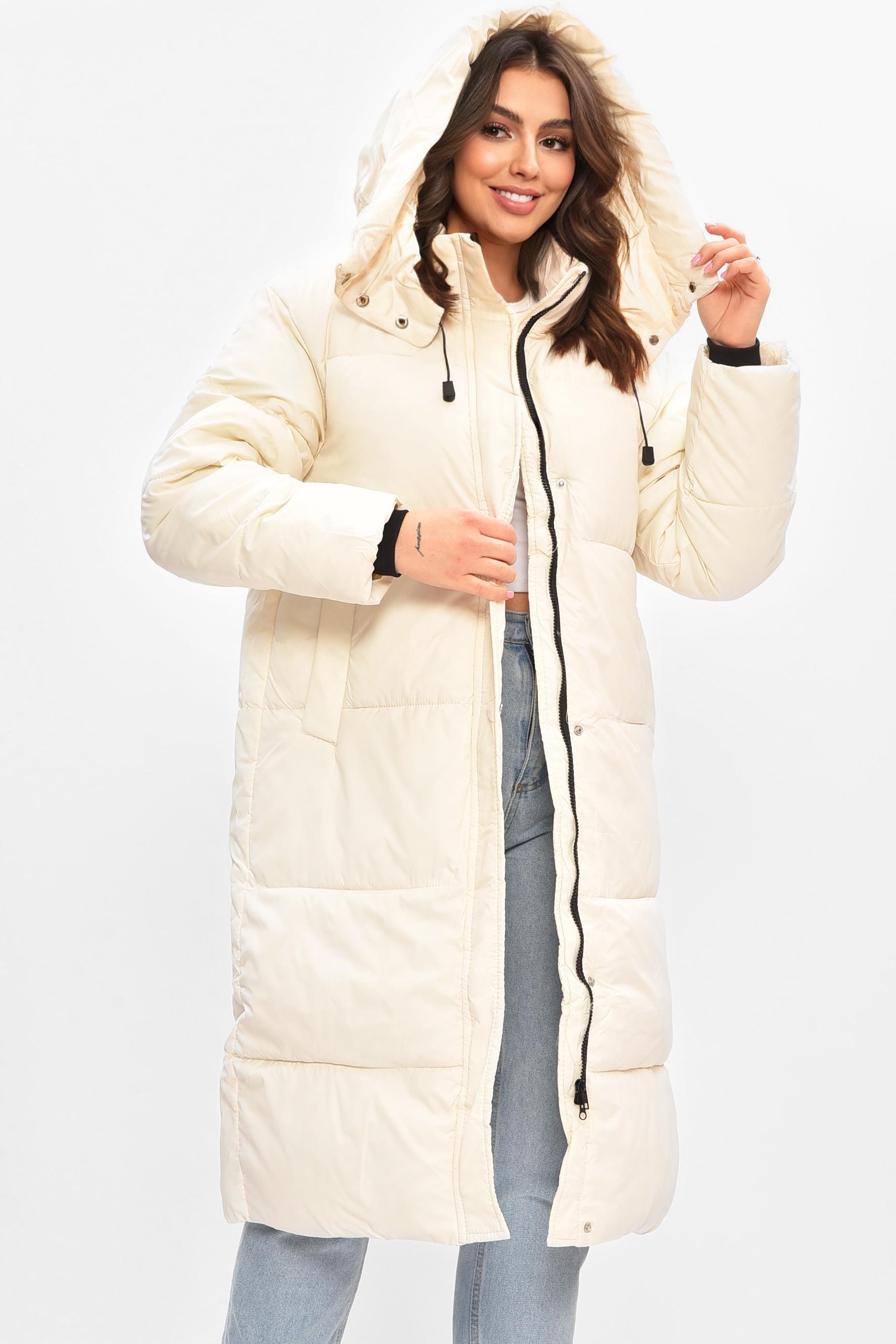 Куртка жіноча подовжена зима L Молочний (207009) - фото 2 Куртка жіноча подовжена зима L Молочний (207009) - фото 2
