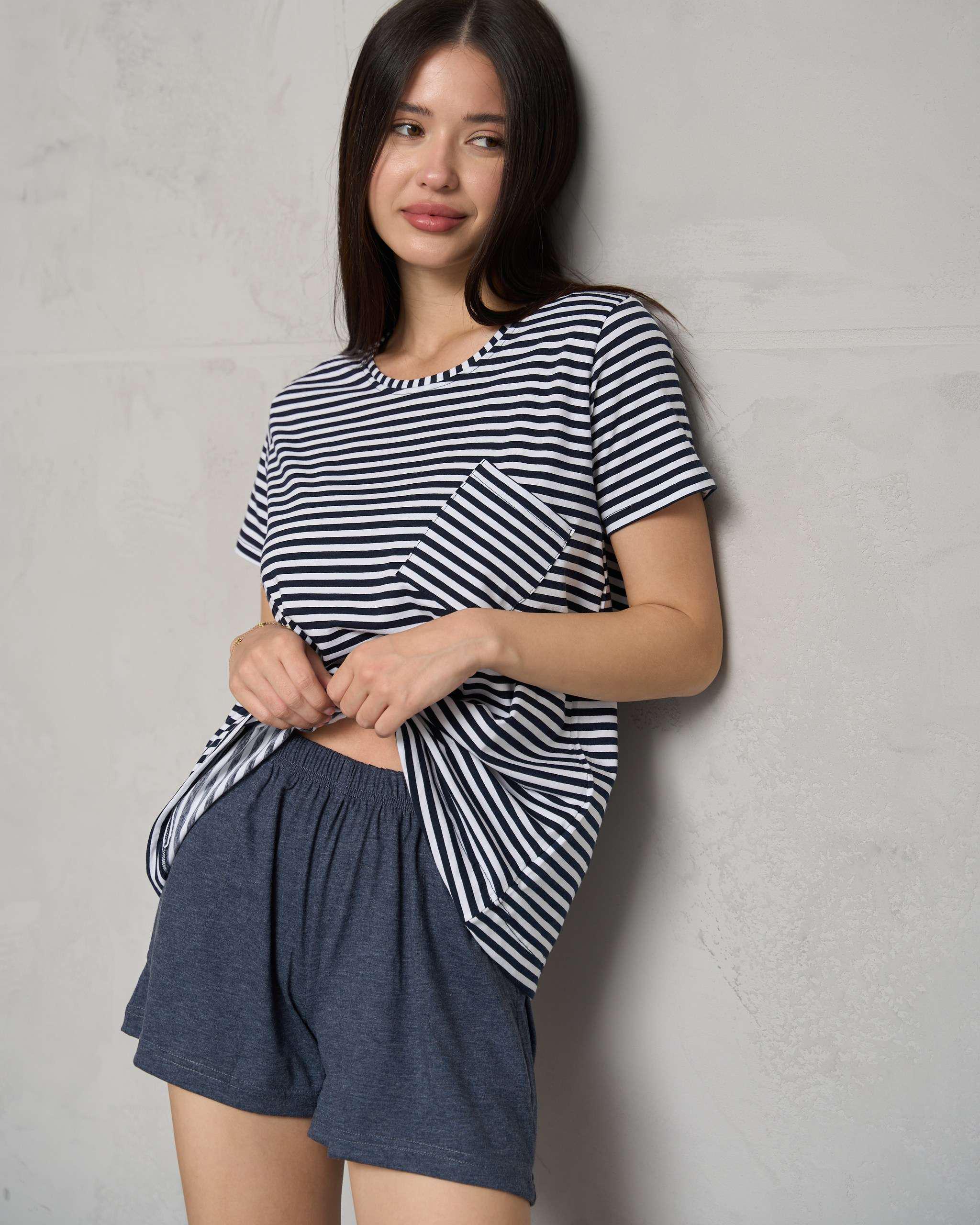 Піжама жіноча з шортиками M Темно-синій (60198) Піжама жіноча з шортиками M Темно-синій (60198)