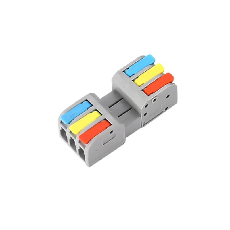 Клемма-коннектор проходная Tactix 0,2-4 мм2 32А 3х1-3х1 одинарная 43,8х18,1х15,3 мм Разноцветный (2604D-3Pc)