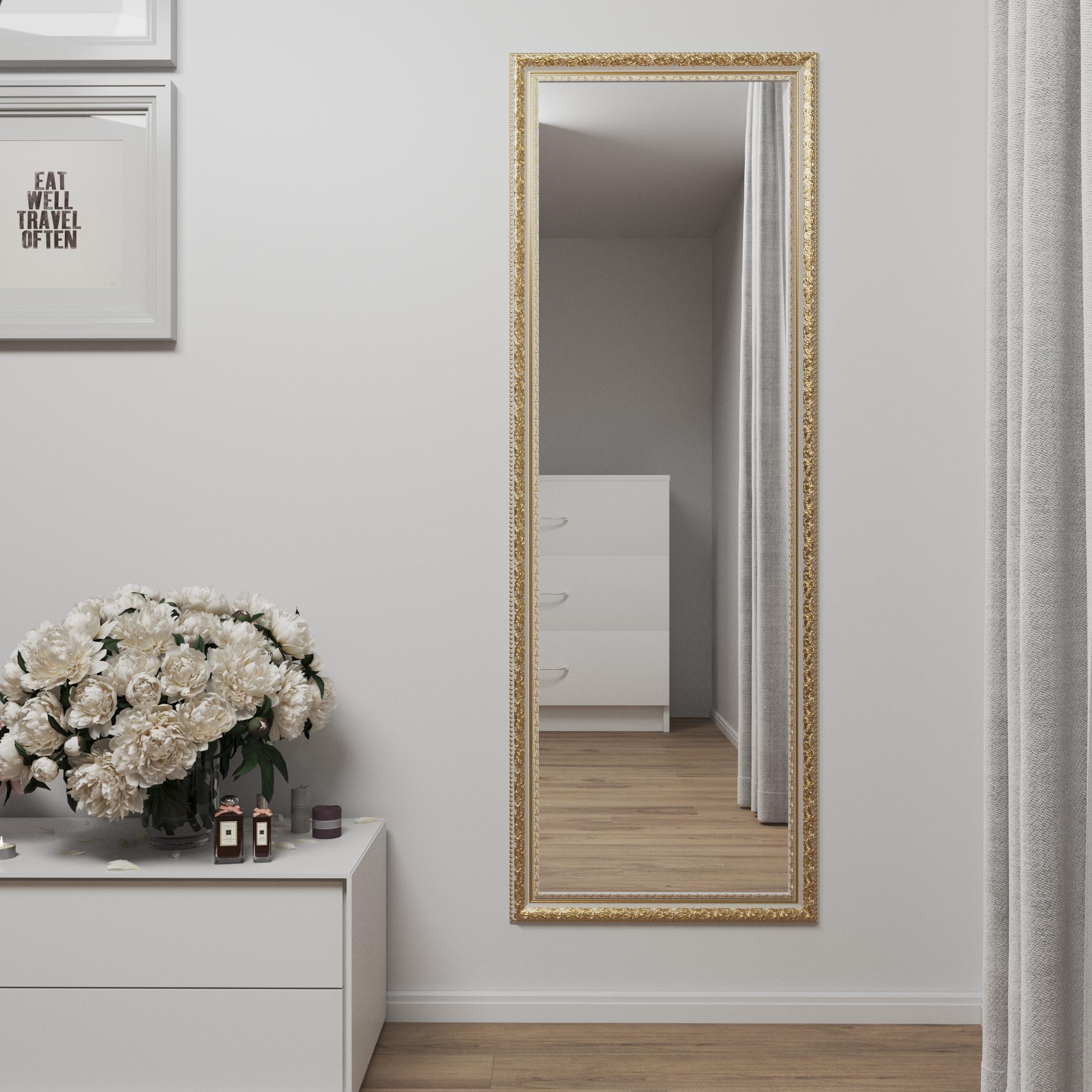 Зеркало настенное Black Mirror в полный рост 170х60 см Белый с патиной золота (5826А-64G)