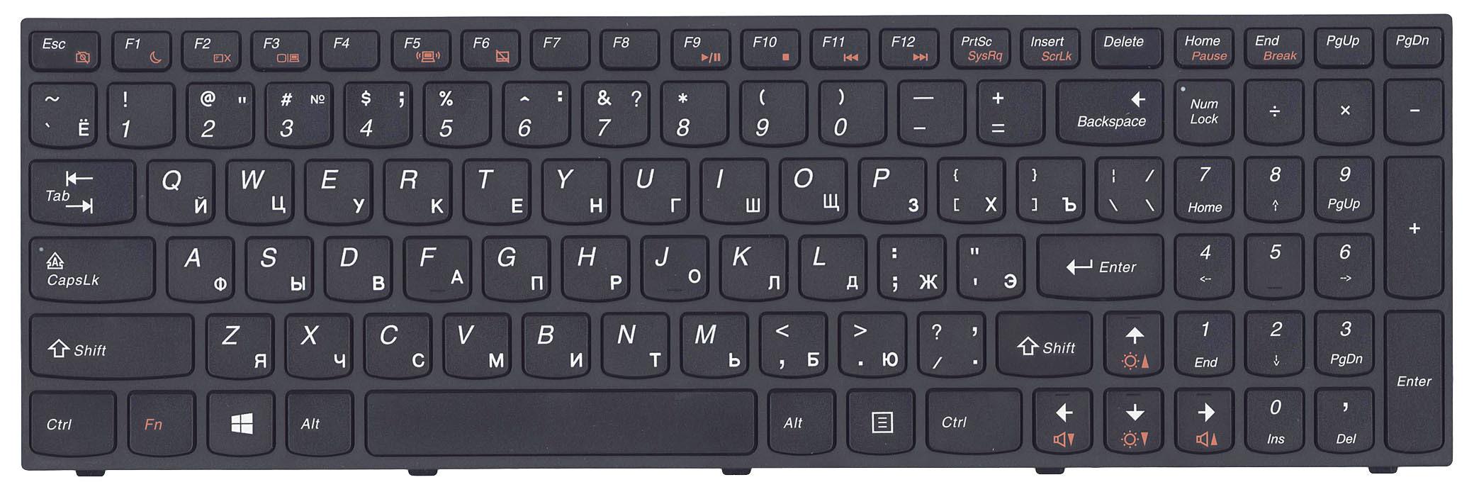 Клавиатура для ноутбука Lenovo IdeaPad B5400/M5400 Black Frame Black Клавиатура для ноутбука Lenovo IdeaPad B5400/M5400 Black Frame Black