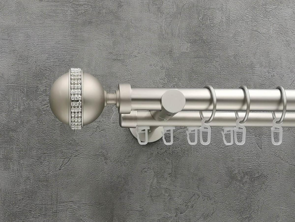 Карниз Quadrum Авея гладка/імпресійна штанга подвійний універсальний 25/19 мм 320 см Сатин (272287336)