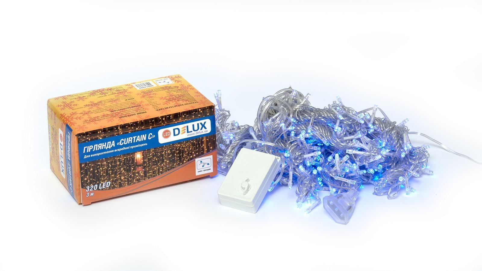 Гирлянда внутренняя Delux Curtain 320 LED IP20 3х3 м Синий/Прозрачный (13455427)