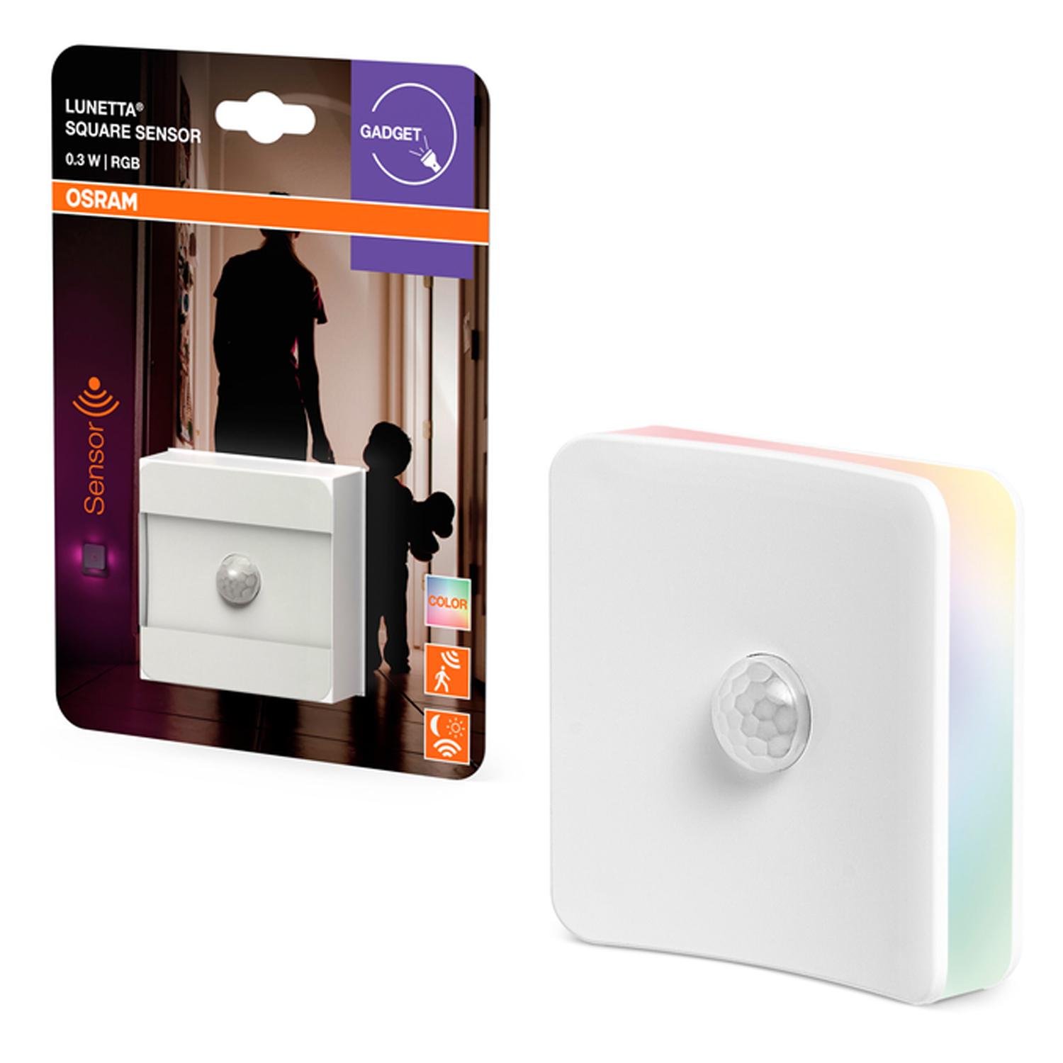 Нічник Osram LUNETTA SQUARE 0,30W RGB 230V 62x62x62 мм з сенсором руху і світла (4099854530692) - фото 7 Нічник Osram LUNETTA SQUARE 0,30W RGB 230V 62x62x62 мм з сенсором руху і світла (4099854530692) - фото 7