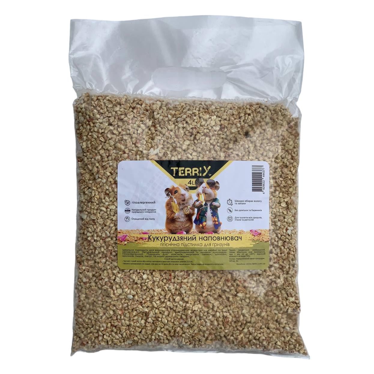 Наповнювач кукурудзяний TerriX гігієнічна підстилка для гризунів / папуг / рептилій 4 л (18572769)