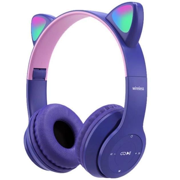 Наушники Bluetooth Ушки CATear LED RGB беспроводные Фиолетовый (P47M-Violet)