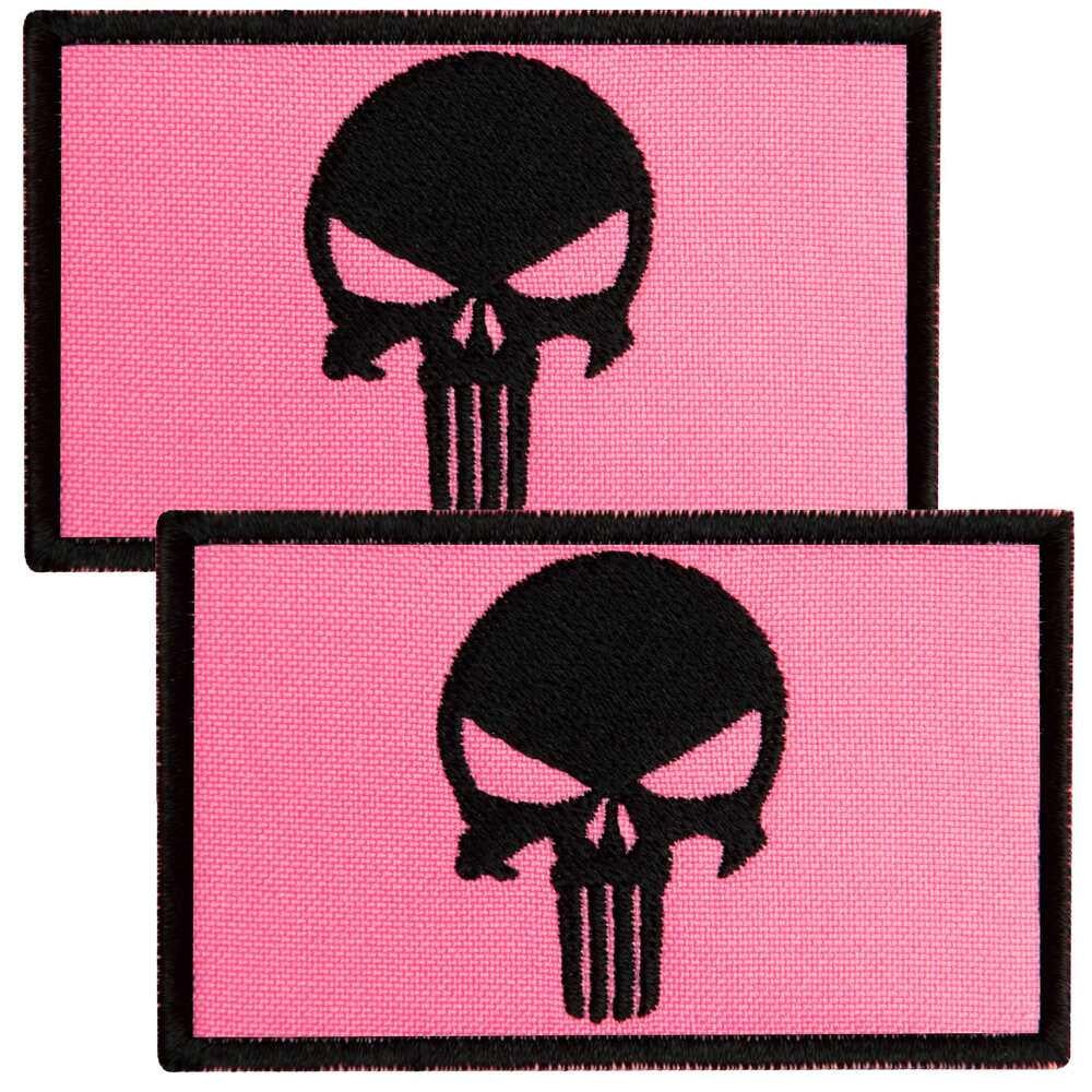 Набор шевронов с липучкой Череп Карателя мотиватор Punisher 5х8 см 2 шт. Розовый (25679)